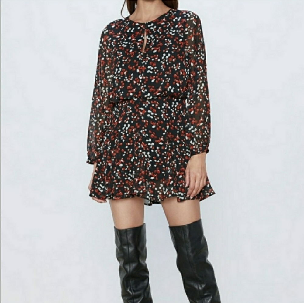 NWT Zara Floral Flowy Mini Dress